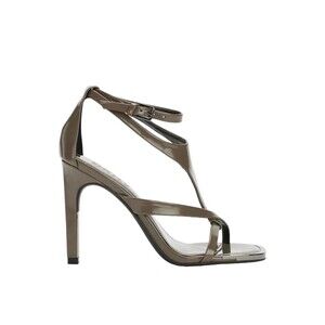 DKNY Womens 9 M High Shine Mushroom Grey Audrey Strappy High Heels NIB RI2